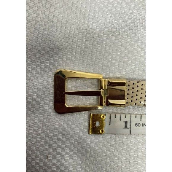 𝅺SMALL Marshal Metal Hong Kong NWOT Vintage beige belt gold hardware scales - Picture 5 of 6